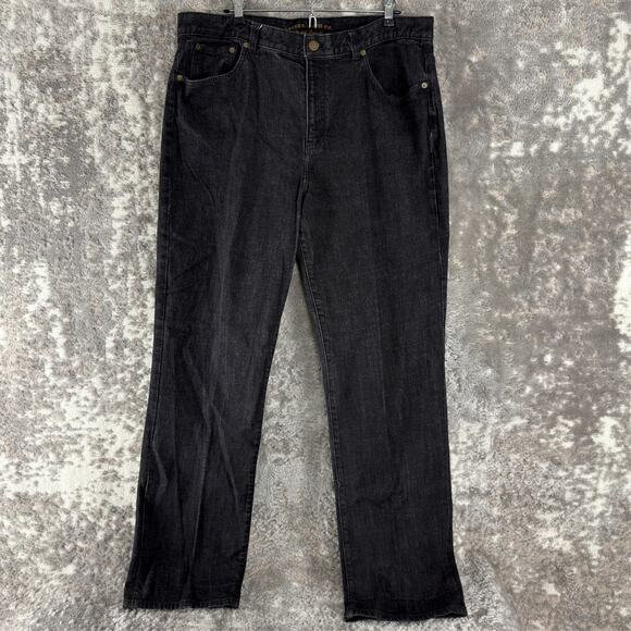 Ralph Lauren Jean Co Size 16 Classic Straight Denim Jeans Black Button Zip Pants - Picture 1 of 13